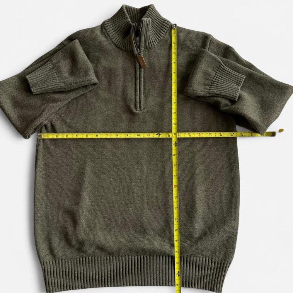 St. John’s Bay Earthy Green Quarter Zip Mockneck Cotton Knit Sweater - Picture 4 of 5